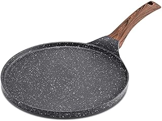 SENSARTE Nonstick Crepe Pan, Swiss Granite Coating Dosa Pan Pancake Flat Skillet Tawa Griddle 10-Inch with Stay-Cool Handle, Induction Compatible, PFOA Free