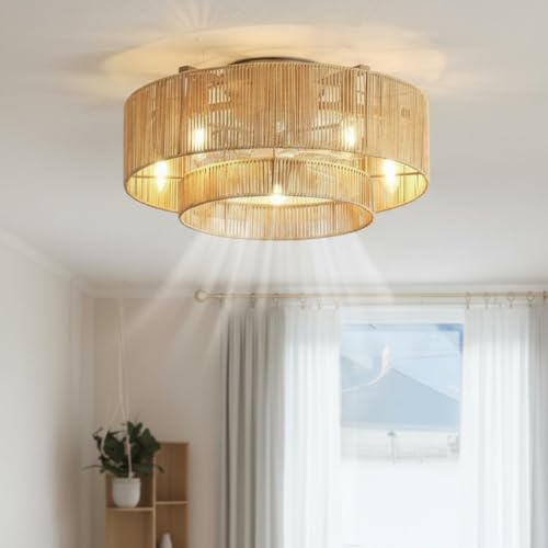 EliteEdge 20 Inch Boho Caged Ceiling Fans with Lights Flush