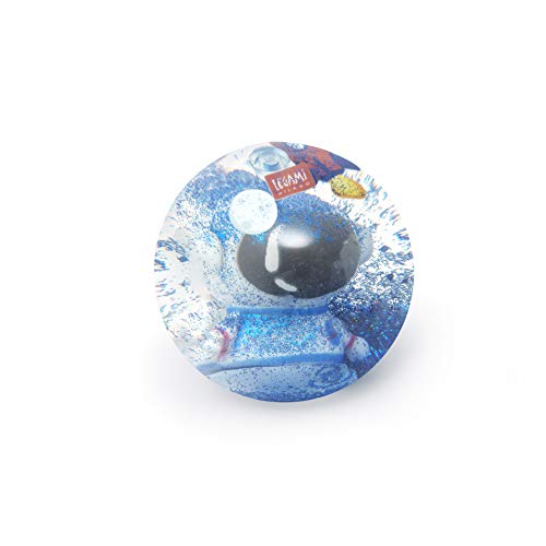LEGAMI - Leuchtender Hüpfball, Space-Thema, Leuchtender Ball, leuchtet beim Hüpfen, Glitzerdetails, Batterien enthalten, Nicht austauschbar, Durchmesser 8,3 cm, blau