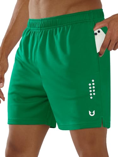 Northyard Herren Grün Basketball Shorts mit Reißverschlusstaschen