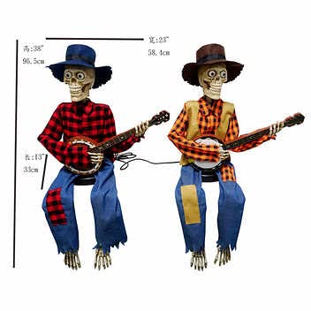 Animated Motion/Sound Activated Musical Multi-Lingual Banjo Skeletons Duo Halloween Fall Indoor Decor #TOP1