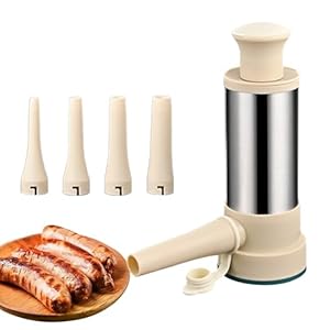 Zillary Wurstfüllmaschine Edelstahl, Manuell Wurstmaschine, Wurstfüller, 2 In 1 Wurstfüller Manuelle, Wurstmaschine Mit 4 Wurströhren, Küche Wurstfüllwerkzeug Für Selbstgemachte Wurst
