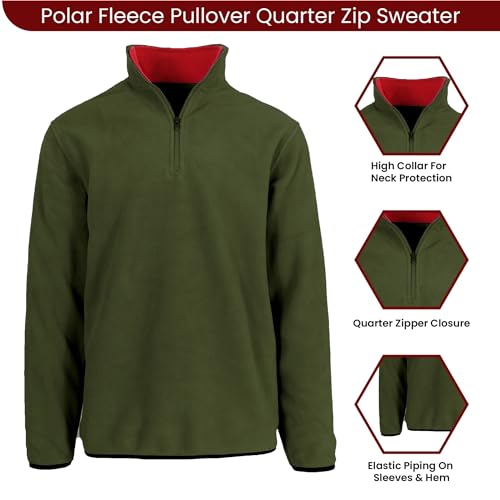 JH DESIGN GROUP Men’s Quarter Zip Thermal Fleece Pullover Long Sleeve Sweatshirt Mid Weight Sweater in 6 Colors2