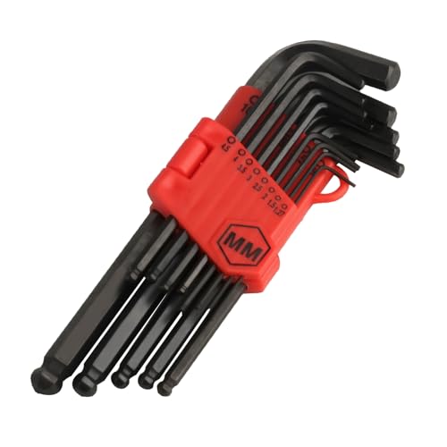 Jiujuda9 13 Stück Innensechskantschlüssel Set 1 27-10mm Innensechskant Schlüssel Sechskantschlüssel Set mit Kugelkopf Schlüsselsat for Möbeln Handwerker Fahrradwerkzeug Sets