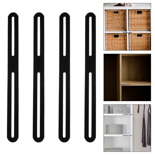 Paquete de 4 conectores planos, placa perforada de 215 mm para reparación de muebles de madera, soporte recto de acero inoxidable negro para cama, silla, escritorio