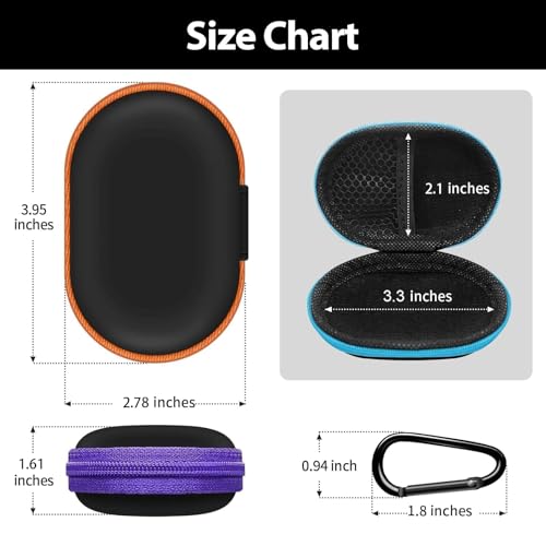 Woyinger Oval Earbud Case Portable EVA Carrying Case Storage Bag Cell Phone Accessories Organizer with Carabiner for Earphone, Earbud, Earpieces, SD Memory Card, Camera Chips, Black1