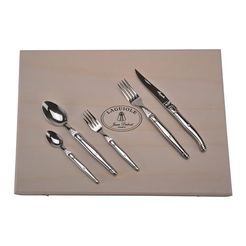Jean Dubost Laguiole 20-Piece Everyday Flatware Set, Stainless Steel Handles - Rust-Resistant Stainless Steel - Includes Wooden Box - Made in France Jean Dubost Laguiole 20-Piece Everyday Flatware Set, Stainless Steel Handles - Rust-Resistant Stainless Steel - Includes Wooden Box - Made in France