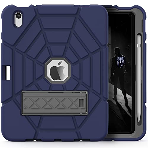 Grifobes Case for iPad 11-inch (A16) 2025 / iPad 10th Generation 2022 10.9 inch, Heavy Duty Shockproof Rugged 11th / 10 Gen Cover with Pencil Holder & Stand (NavyBlue)