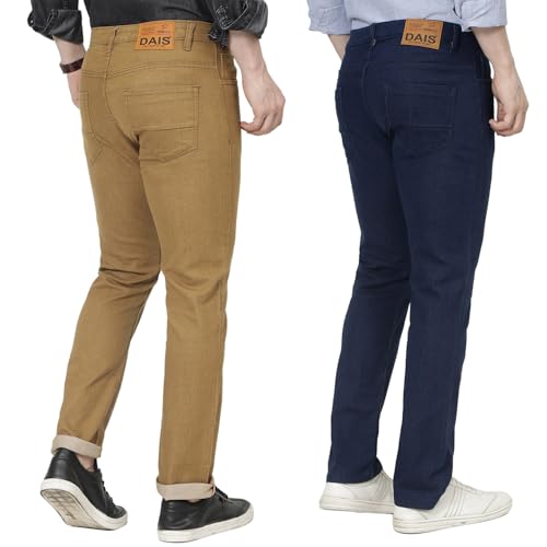 Image of DAIS Men's Stretchable Straight Fit Mid Rise Jeans, Pack of 2, (Combo of 2 Jeans)