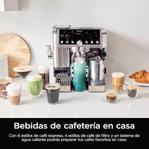 Ninja Luxe Pro Cafetera 3 en 1 para latte, cappuccino, cold brew y espresso con molinillo y espumador de leche integrados, fácil de usar y 5 preajustes automáticos de espuma, plata, ES701EU - imagen 9
