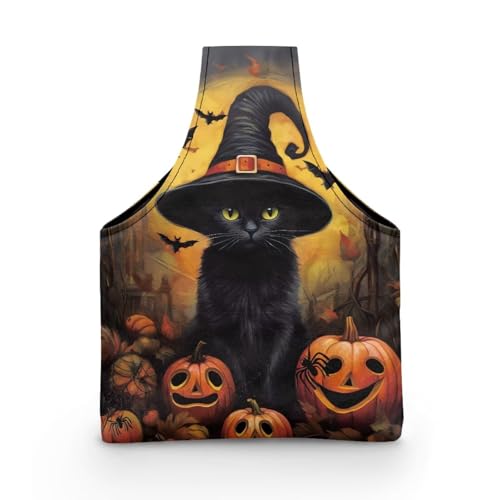 Image of KUIFORTI Pumpkin Knitting Yarn Bag Black Cat Crochet Bags for Women Knitting Needles, Yarns and Unfinshed Project, Crochet Hook Organizer Halloween Holiday Decoration