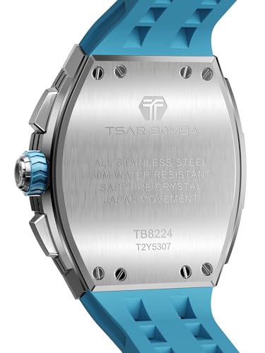Image of Tsar Bomba Mens Watches Quartz Wristwatch for Men Waterproof 50M Analog Luxury Tonneau Chronograph Calendar Date Men's Dress Business Work Watch Gift for Men