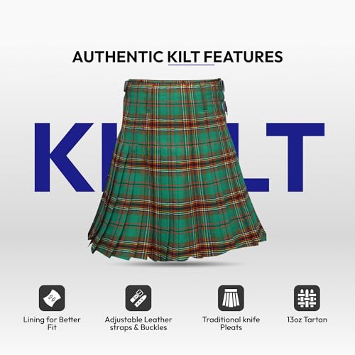 Image of 8 Yard Mens Kilt - Authentic Tartan Kilt for Men Highland Outfit for Weddings & Traditional Scottish Wear