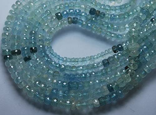 Aigue-marine naturelle AAA en perles rondelles facettées haut de gamme pour création de bijoux DIY