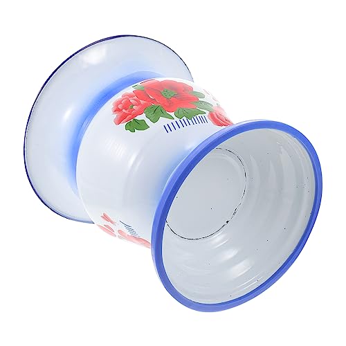 NOLITOY 1 セット エナメル スピットン ジャー おまる コン トイレ 装飾 蓋 コインホルダー収納容器 スピットントイレ 滑り止めリング付きスピットン 丈夫な尿ポット 鉄 Blue