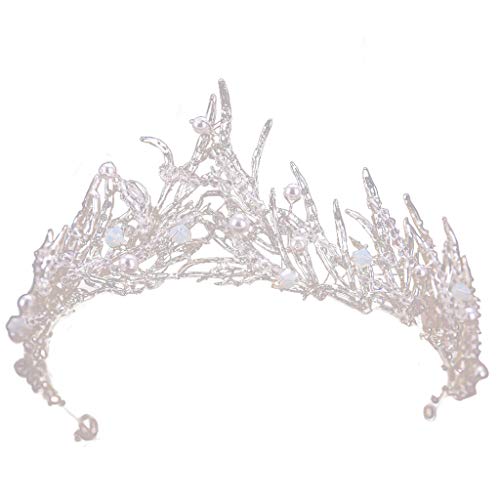 Meen Accesorios Nupciales del Pelo, Ramas de Oro Antiguas barrocas Accesorios Hechos a Mano de la Boda de la Novia de la Corona (Color : Blanco)