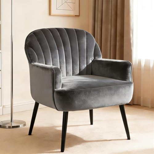 Sillón moderno terciopelo gris miniatura 1