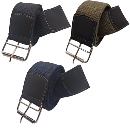 Kit Com 3 Cintos Masculino Em Lona Tecido Gorgurão Costurado (1,10)