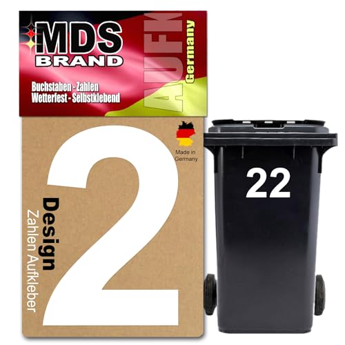 Prime Design 15cm Zahlen Aufkleber | Selbstklebende hausnummern zum aufkleben | Klebezahlen für Mülltonne Briefkasten & Hausnummer | Optimal für Außen & Innen klebeziffer sind Weiss (2 15cm)