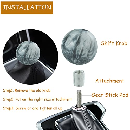 Temzzer Ball Resin Transmisson Gear Shifter Lever Handle Round Heavy Vehicle Shift Lever Knob For Most Manual Automotive Vehicles (Grey) #TOP1