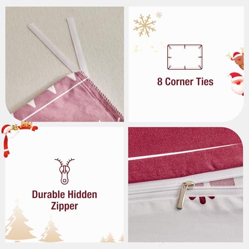 Image of Lekesky Christmas Duvet Cover King Size,3 Pieces Reversible Duvet Cover Set with Snowflake Holiday Bedding Set with Zipper and 8 Corner Ties, 1 Duvet Cover 104x90 inches + 2 Pillowcases