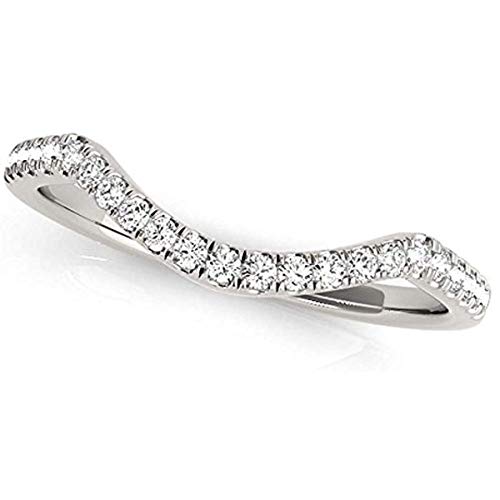 IRA 18k White Gold Plated 925 Sterling Silver 0.35 (Ctw) Cubic Zirconia Wedding Curved Half Eternity Band Ring for Womens
