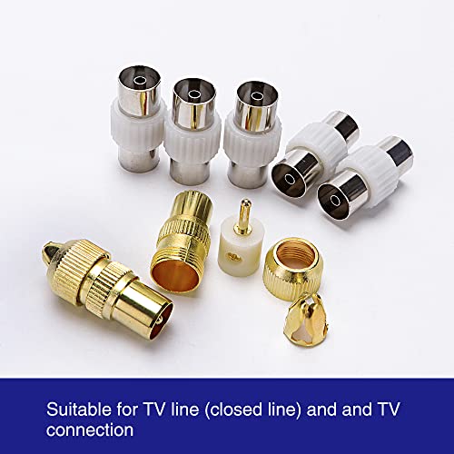 VooGenzek 5 Sets Aerial Connectors, 5 × Female & 5 × Male TV Aerial Coaxial Cable Connectors Adaptor - Image 4