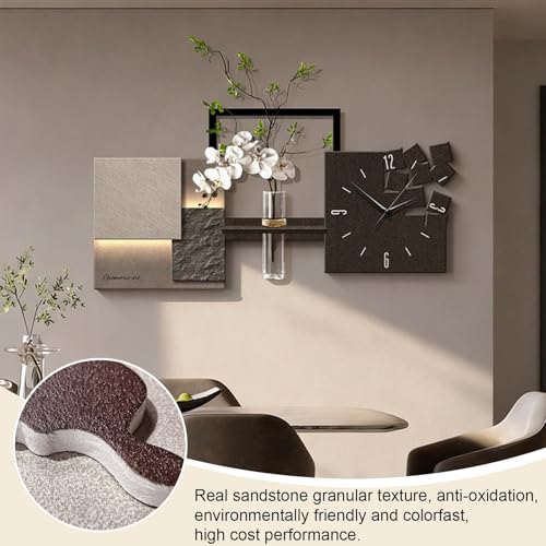 Horloge 3D en grès LED marron : la solution pour mur de salon vide