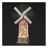 Roman Figura de Papá Noel y trineo de molino de viento iluminado, 11.2 pulgadas de altura, decoración navideña