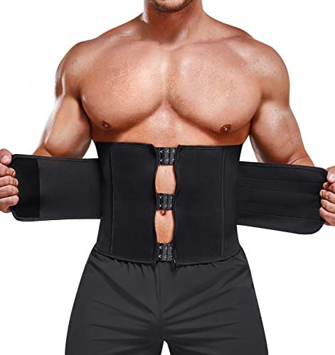 Solcysx Waist Trainer For Men Tummy Control Compression Shapewear Sweat Belt Body Shaper Waist Cincher Black #TOP13