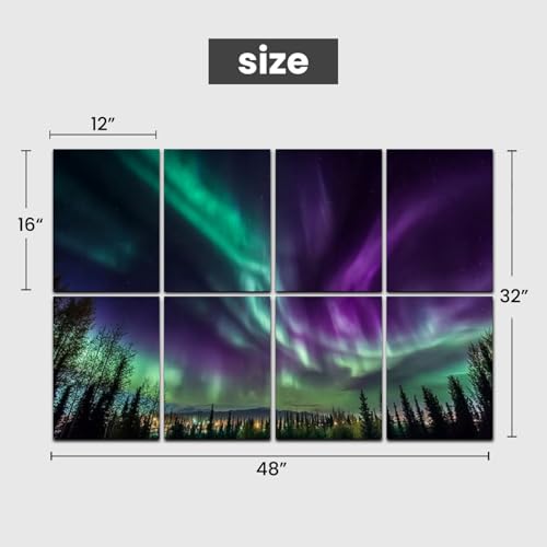 Paneles Acústicos Artísticos GAROLINAPW Paquete de 8 Piezas 48x32 Pulgadas Púrpura Verde Northern Lights miniatura 2