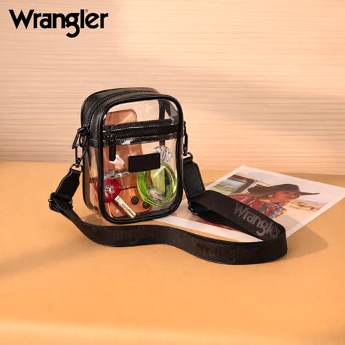 Image of Wrangler Clear Bag for Stadium Events Crossbody Purse for Concerts, Sports | Stadium Approved Clear Bag for Sports,Concerts|See Through Bag|0.4mm Thickened PVC|Waterproof|Lightweight