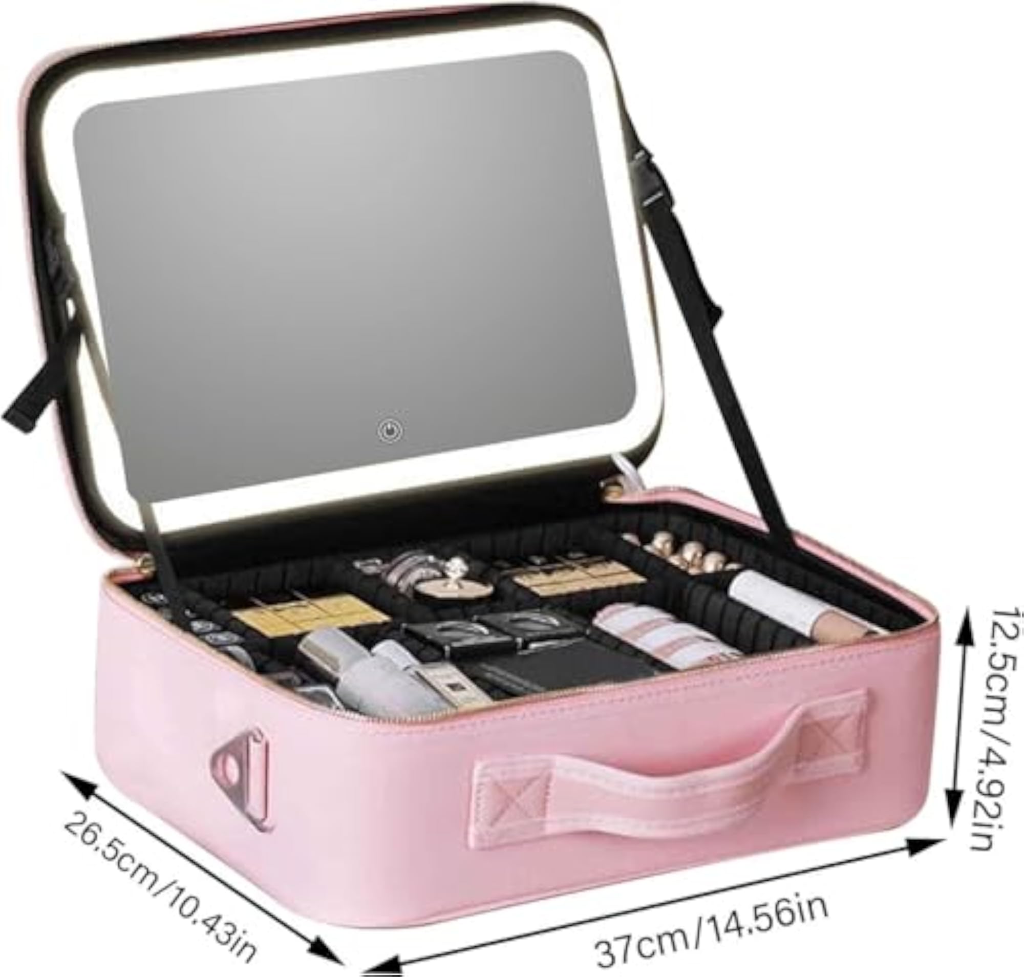 LED Mirror Cosmetic Bag with Lighted Mirror, Travel Makeup Organizer