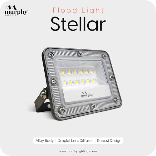 Image of Murphy Stellar 10W LED Flood Light with 2-Year Warranty | Cool White | High Brightness Outdoor LED for Security, Landscape, Warehouse, Backyard | IP66 Waterproof | BIS Approved Pack of 5
