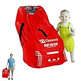 Qanoot Infant Car Seat Travel Bag for Airplane - Durable Gate Check Bag for Car Seats that fits easily on Convertible Car Seats, Infant Carriers & Booster Seats (Hand Carry Bag, Red)