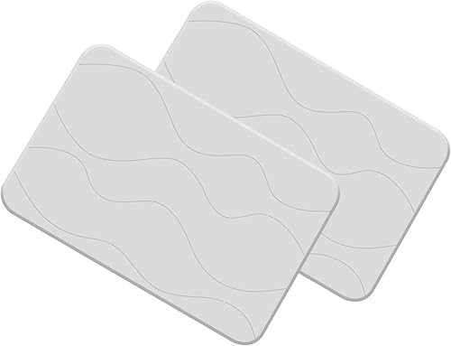 Miniatura 1 de Paquete de 2 tapetes de baño de tierra de diatomeas, de secado rápido, de secado rápido, absorbentes, tapetes de piedra antideslizantes para suelo