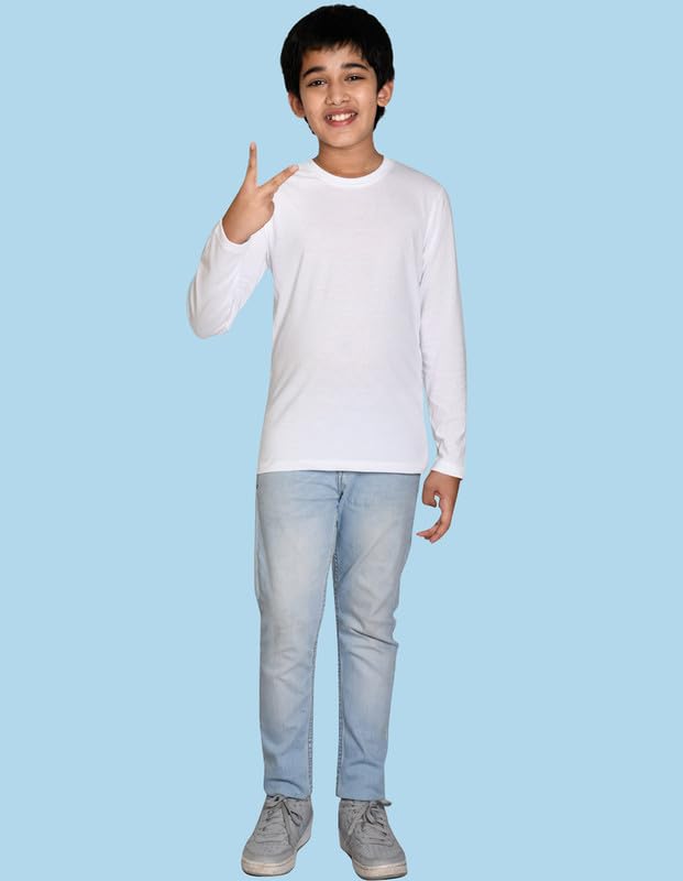 Image of Nusyl Boys Solid Cotton Blend Tshirts - Soft & Comfortable Full-Sleeves T-Shirts | Casual Wear for Kids & Teen Boys | Full Sleeves T-Shirts |- NUBCTSF001-PO2-1