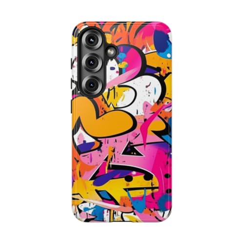 Coque Samsung S25 rigide brillante art graffiti abstrait coloré