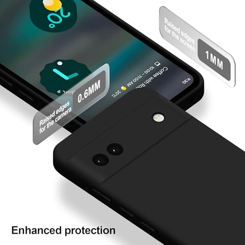 Coque Google Pixel 6A silicone souple noir avec doublure microfibre - 6
