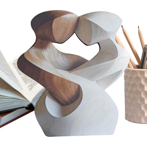 Estatua de Pareja de Madera – Figura Abstracta Hecha a Mano para Mesa, decoración de Boda, Adorno para Escritorio, Estante, Mesa, Sala de Estar, aparadores de habitación de niños