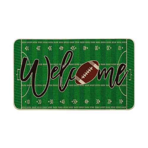 Artoid Mode Touchdown Football Field Welcome Doormat, Rugby Sport Home Decor Low-Profile Switch Rug Door Mat Floor Mat for Indoor Outdoor 17x29 Inch