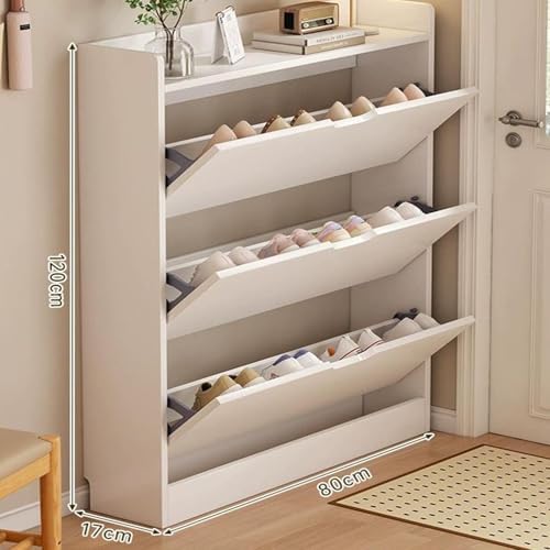 Shoe Storage Cabinet Cabinets Hallway Slim Cupboard Cupboards Hallways Slimline，Shoe Storage Cabinet - Freestanding Organizer with 3 Flip Louvered Doors, Space-Saving Design for Hallway and