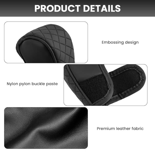 Image of STHIRA Premium PU Leather Car Gear Knob Cover Fashionable Anti-Slip, Durable & Universal Fit Car Gear Cover Protects Against Scratches /Wear, Enhances Car Interior, Black Color, 12 * 9 * 5cm