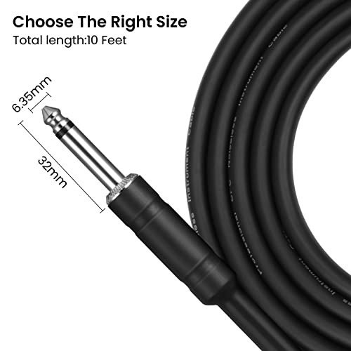Hqgc Electric Guitar Cable 20 Ft, Guitar Amp Cord For Electric Instrument Cable Guitar Wire Guitar Cord Bass Amplifier Audio,Black(Straight To Straight) #TOP6