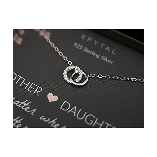 EFYTAL-Mom-Gifts-925-Sterling-Silver-Small-CZ-Interlocking-Circles-Necklace-for-Mother-Daughter-Necklaces-for-Women-Best-Birthday-Gift-Ideas-Pendant-Mothers-Jewelry-For-Her-Mothers-Day EFYTAL Sterling Silver Mother Daughter Necklace, Sentimental Jewelry Gifts for Mom and Daughter