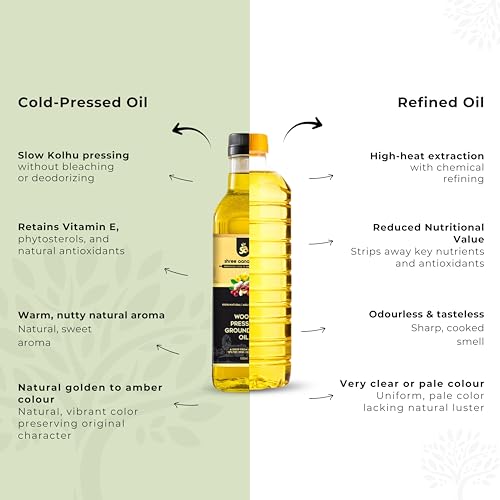 Image of SHREE AANANTAM Cold Pressed 100% Pure & Natural Kachi Ghani Groundnut Oil /Peanut Oil - 1 Litre