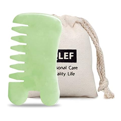 EQLEF Massage Scraping Tools with Jade Body Comb SPA Acupuncture Therapy Point Treatment on Face Arm Foot for Gua Sha Cover