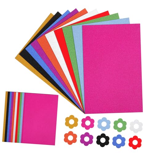 Papier Pailleté Cartonné pour Scrapbooking et Loisirs Créatifs 250g 60 Feuilles Assorties