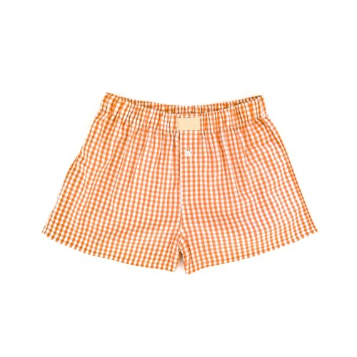 Image of Women Y2k Pajamas Shorts Micro Button Boxers Elastic Waist Cute Pj Bottoms Summer Plaid Lounge Short