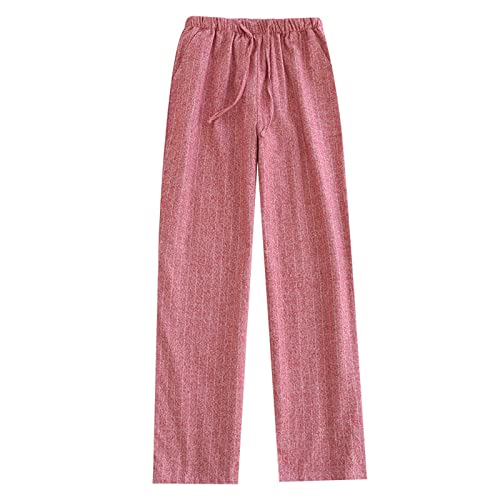 Huertop Lingerie For Men Fashionable Casual Pure Cotton Brushed Comfortable Pajamas Trousers Pajama Full Length Pants Uil4510 Pink #TOP29